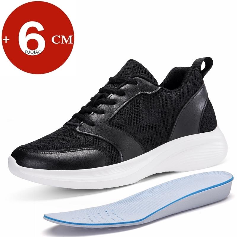 6cm Invisible Height Boost Casual Sneakers For Men Women Cow Leather+Mesh Upper Breathable Comfort Non Slip Lift Elevator Sports