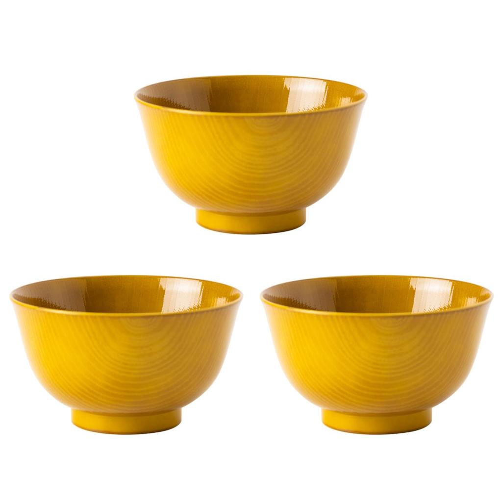 Asahi Koyo Rice Hanehan Set of Dishwasher and Microwave Made in Bowl, Woodgrain, Amber, 3, Safe, Japan, AZ23-15