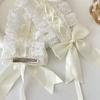 Weißes Spitzen-Rosen-Stirnband mit Satin-Schleifen - Süßes Lolita-Haaraccessoire Cos Dienstmädchen-Stirnband Haaraccessoires