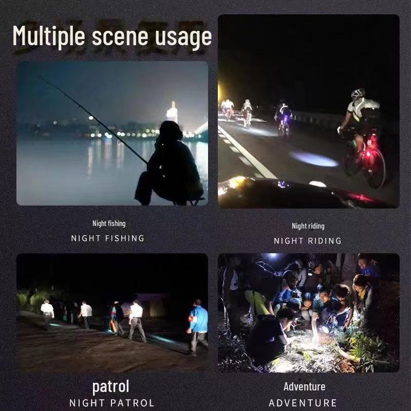 LED High-Power Rechargeable Headlamp: Outdoor, White/Yellow Light, USB Electric Display, for Night Fishing and Mining