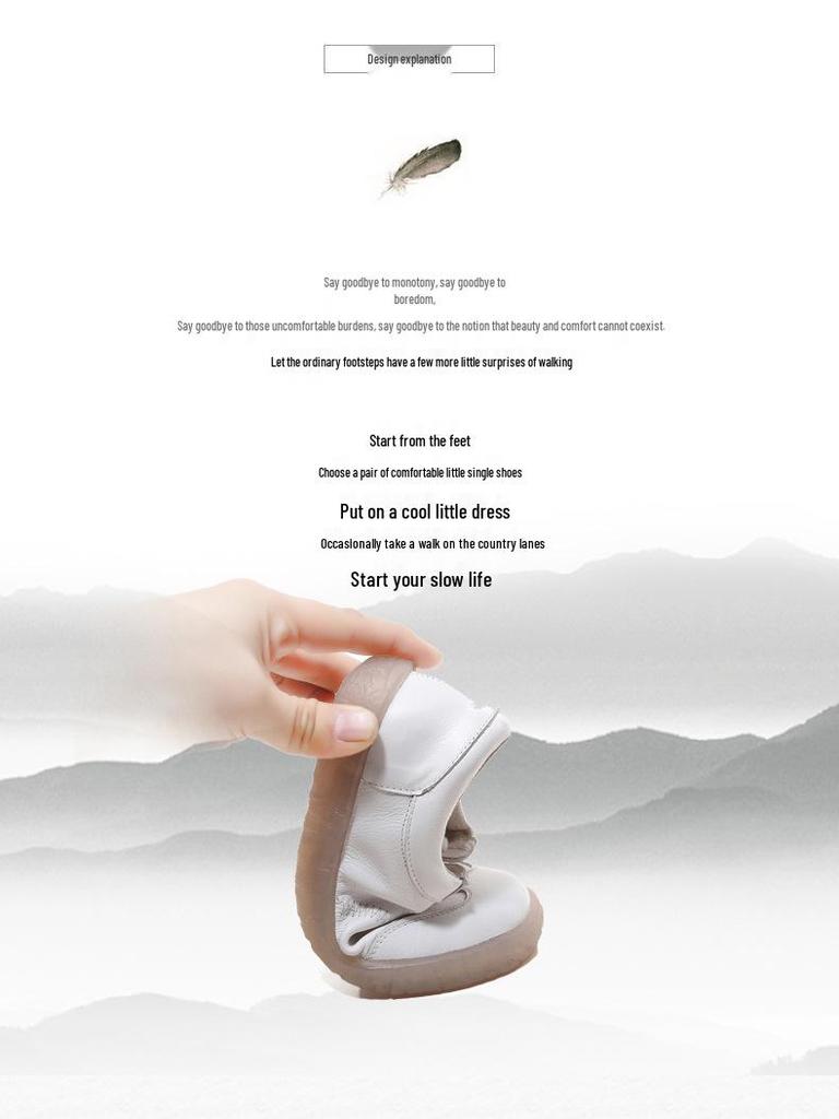 2025 Spring/Summer Genuine Leather Non-Slip Women's Soft Sole Shoes for Moms, Mori Girls, and Pregnant Women - Versatile Handmade Design.