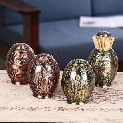 Metal Toothpick Box Household Creative Push-type Fashion Toothpick Holder Chinese Living Room Automatic -up Toothpick Jar