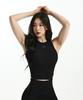 BORN TO WIN B Pendant Ribbed Semi Crop Sleeveless [Black]
