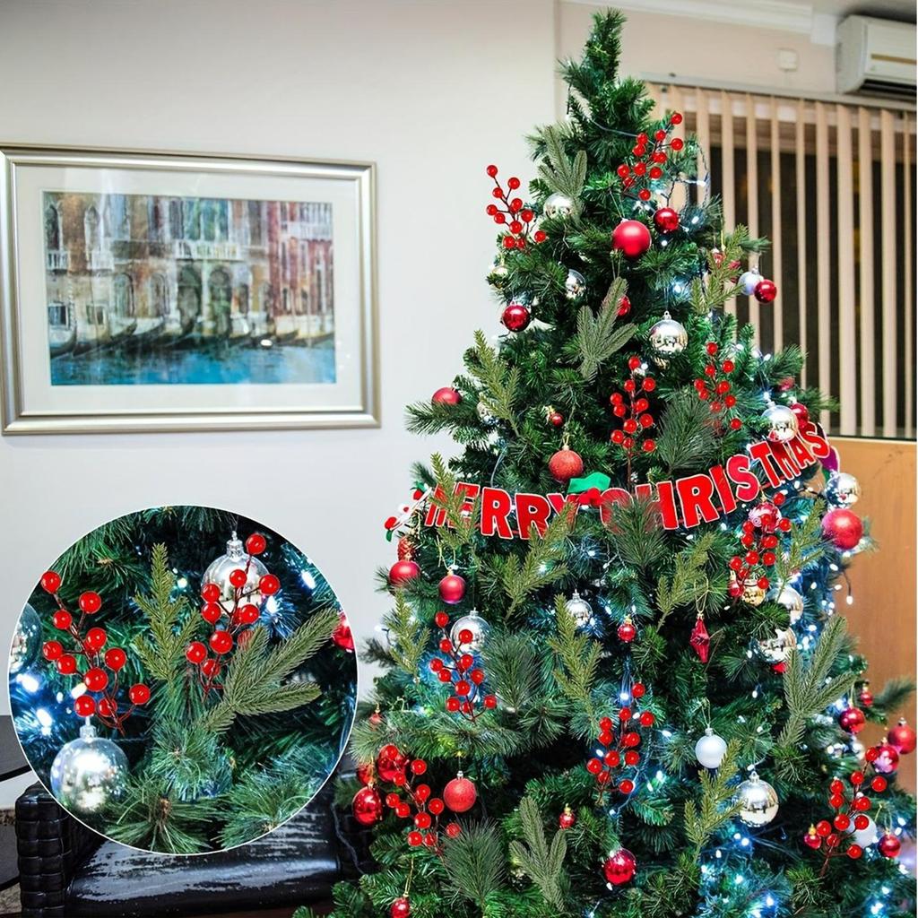 Faux Pine Branches 60 Pieces Green Plants Holiday Props Green Plants Pine Needles Handmade Accessories for Christmas Tree