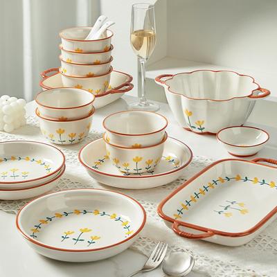 Fresh Tableware And Dish Sets, Household Ceramic Bowls, New Bowls, High-Value Dishes, Chopsticks, Plates, Bowl Sets