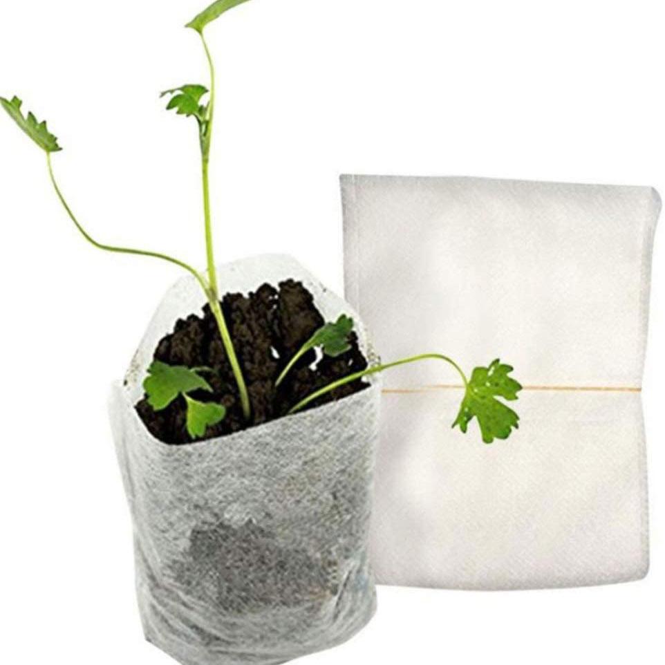 AAAF 500Pcs Biodegradable Non-Woven Nursery Bags Plant Grow Bags Fabric Seedling Pots