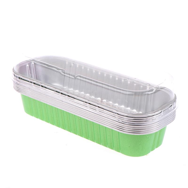 

Home Kitchen Foil Cake Boxes Aluminum Foil Cup Cake Pans Golden/White/Blue/Pink/Red Covered Pudding Boxes 10PCS зелёный