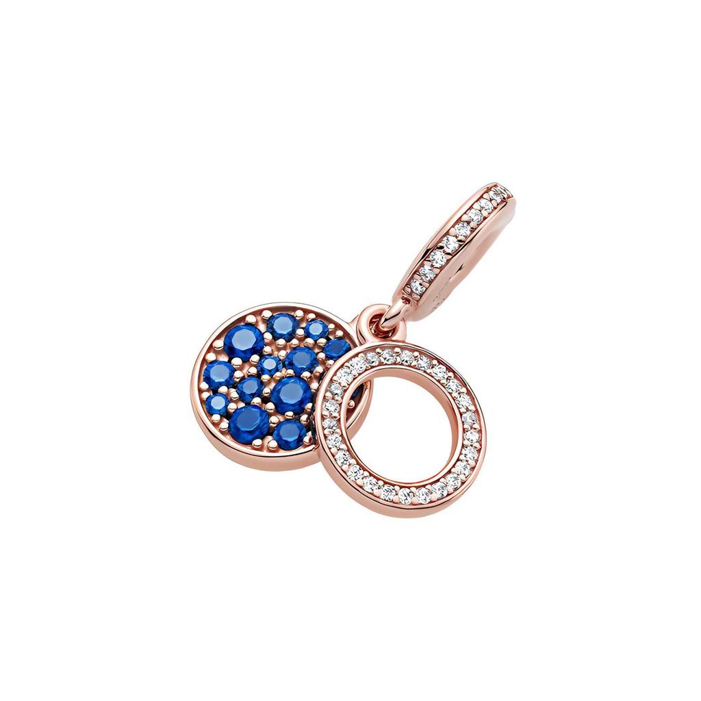 Pandora Radiant Blue Double Charm Pendant Unisex Jewelry Rose-Gold 789186C01
