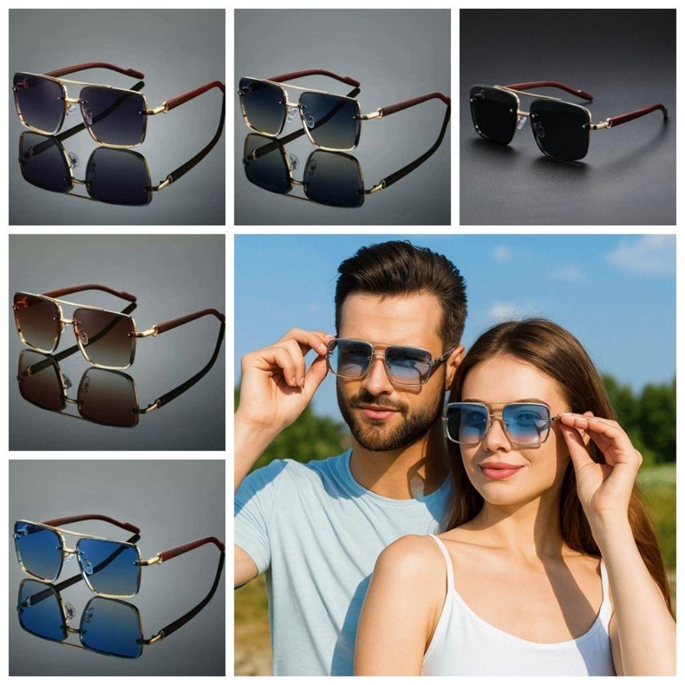 Eyewear Double-bar Sunnies Lightweight Anti-UV Plain Glasses Unisex Polarized Sunglasses  Summer
