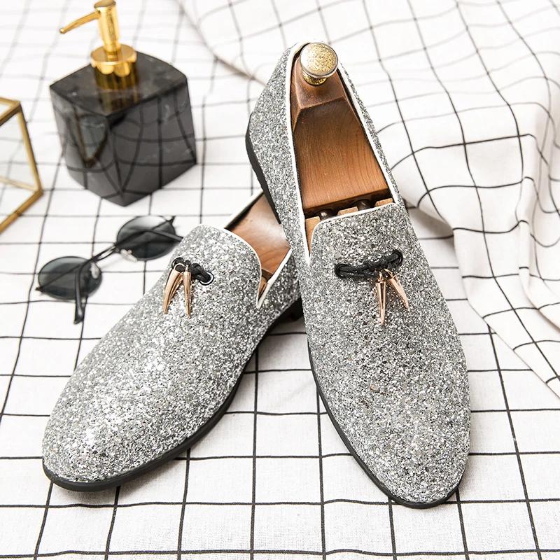 Golden Sapling Party Shoes Men Slip on Dress Flats Men's Formal Wedding Shoes Elegant Male Business Casual Loafers