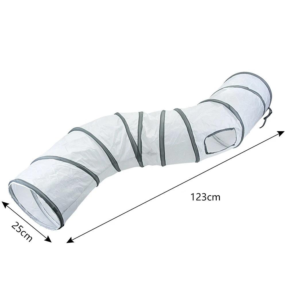 White Cat Tunnel Indoor Play Tube Fun Tunnel for Cats Small Pets Collapsible Muliti-Way with Play Ball Interactive Pet Playhouse