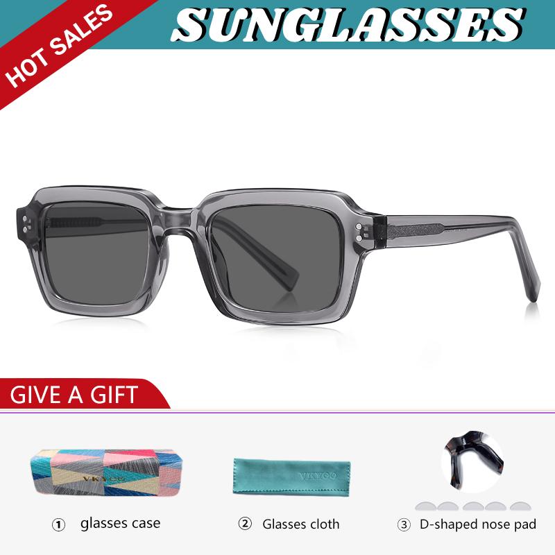 GENEVIEVE Simple Geometric Square Box Photochromic Anti-blue Light Glasses Polarized Sunglasses Can Be Customized Prescription