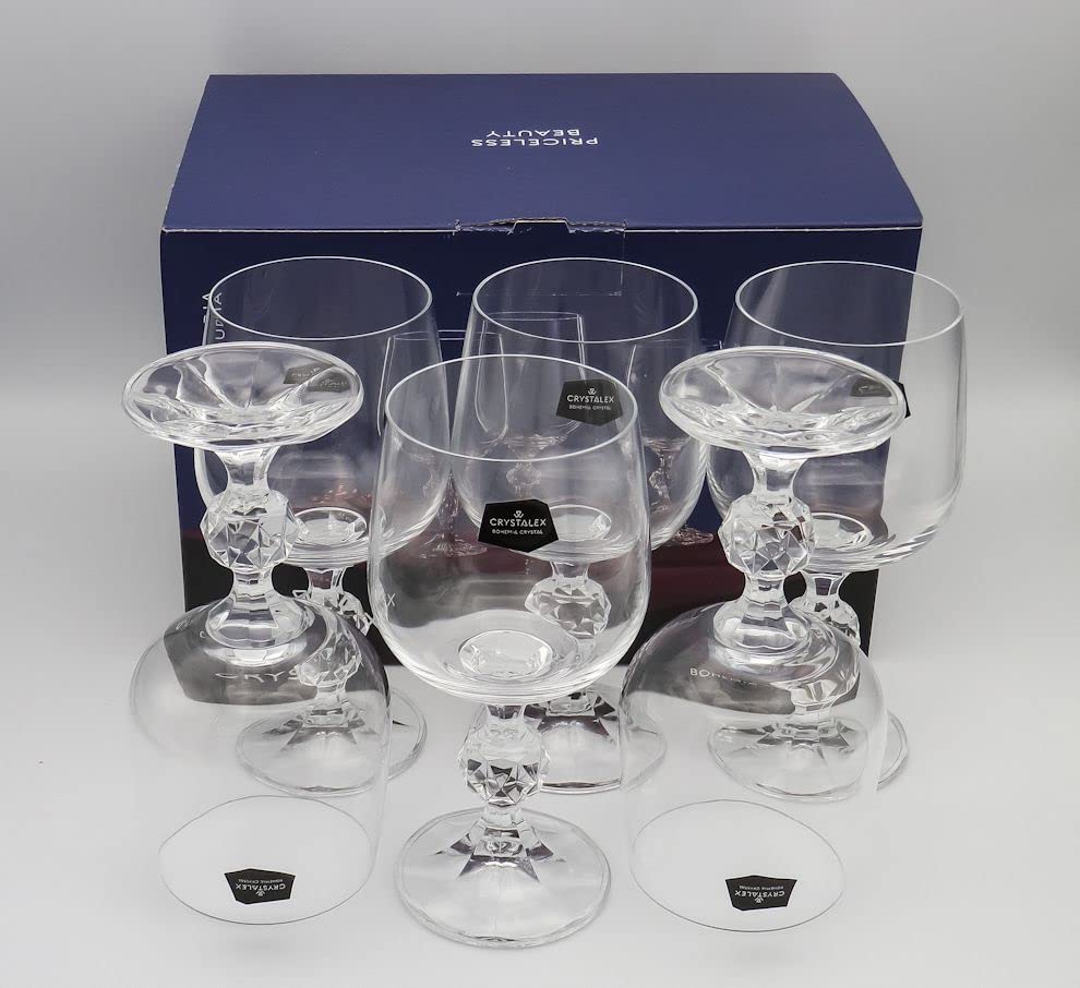 Bohemian Glass "Claudia" Wine Glasses, Set of 6, 40149-230-6, Dishwasher Safe, Crystallex