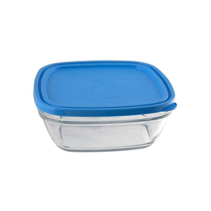 Čtvercová skleněná miska - Duralex - Lys - 11 cm - S víčkem - Modrá