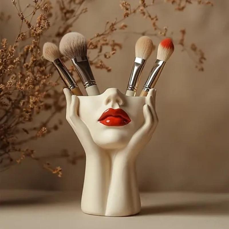 Women's Head Shape Boho Feminist Decoration Makeup Brush Storage Tube Bohemian Decoration Desktop Ornaments