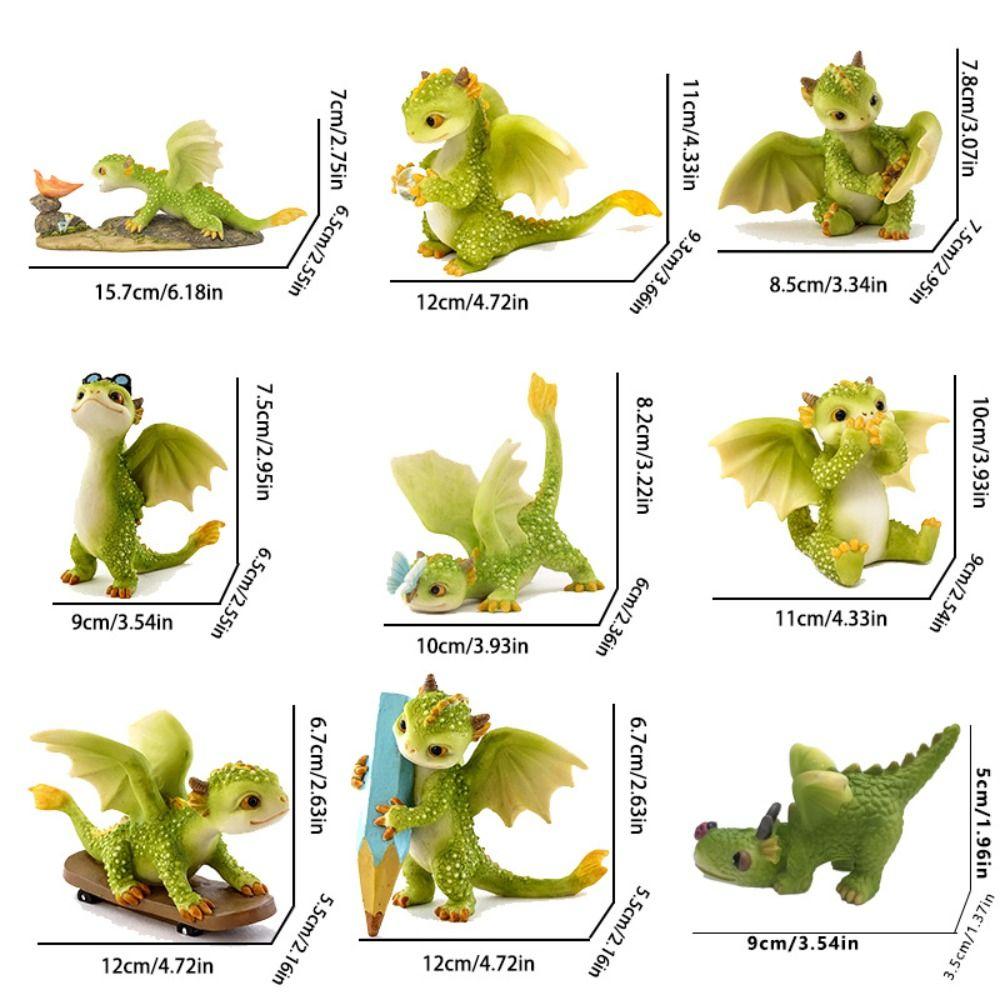 Handicraft Dragon Resin Sculpture Waterproof Dinosaur Models  Garden Succulents Crafts
