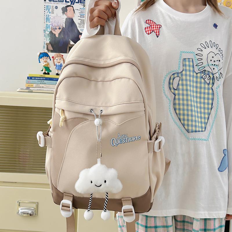 Sac d'école étudiant couleur contrastée Filles Sac à dos de campus Sac à dos pour ordinateur