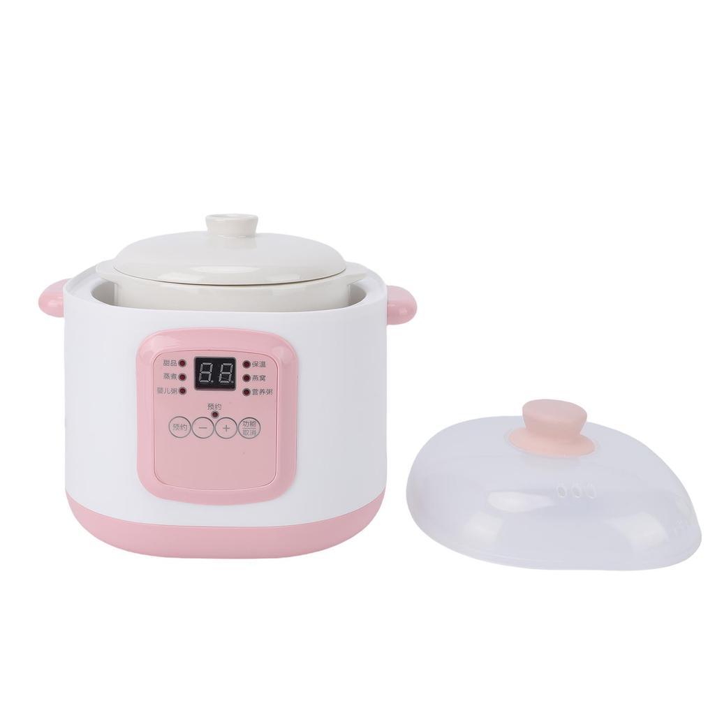 Electric Stew Pot 200W Multifunction Ceramic Soup Porridge Cooker 1L Automatic Reservation