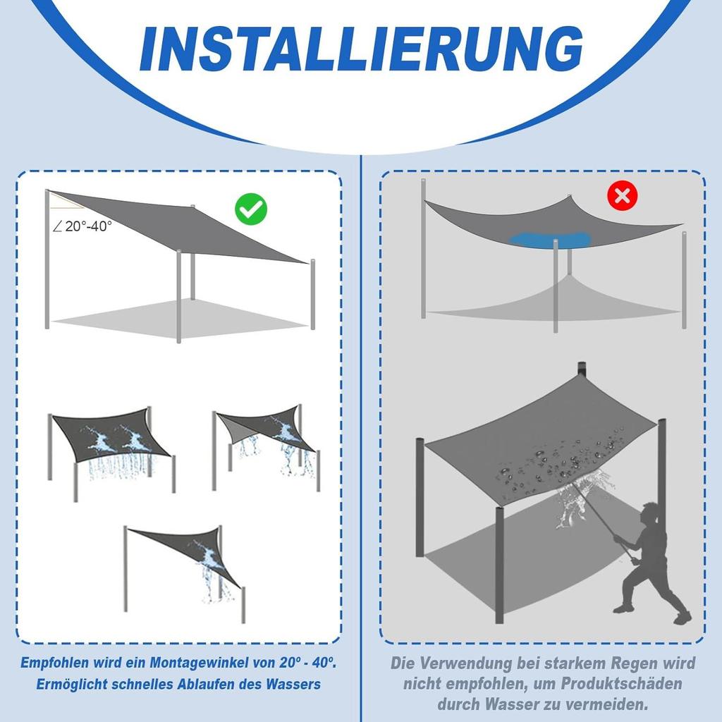 Waterproof Sunshade Awning: Rainproof Rectangle/Square Canopy for Outdoor Courtyard/Balcony