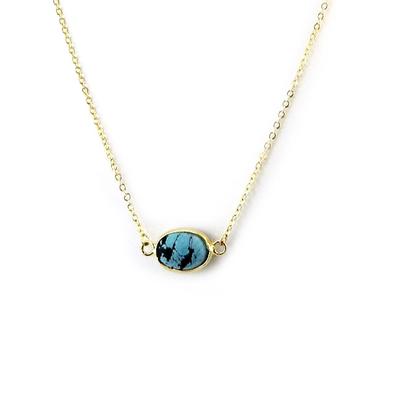 [N3746] - Golden Turquoise 'Mineralia' Necklace