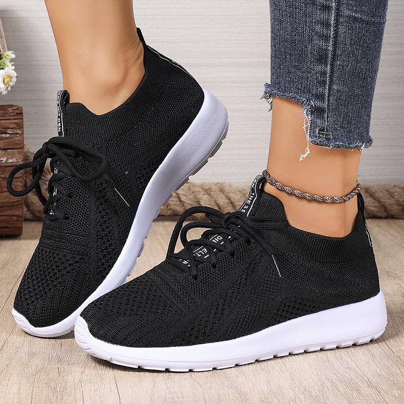 Fashion Breathable Mesh Casual Sneakers Women 2025 Comfortable Soft Sole Knitted Flats Woman Slip On Walking Running Shoes Size 36-43