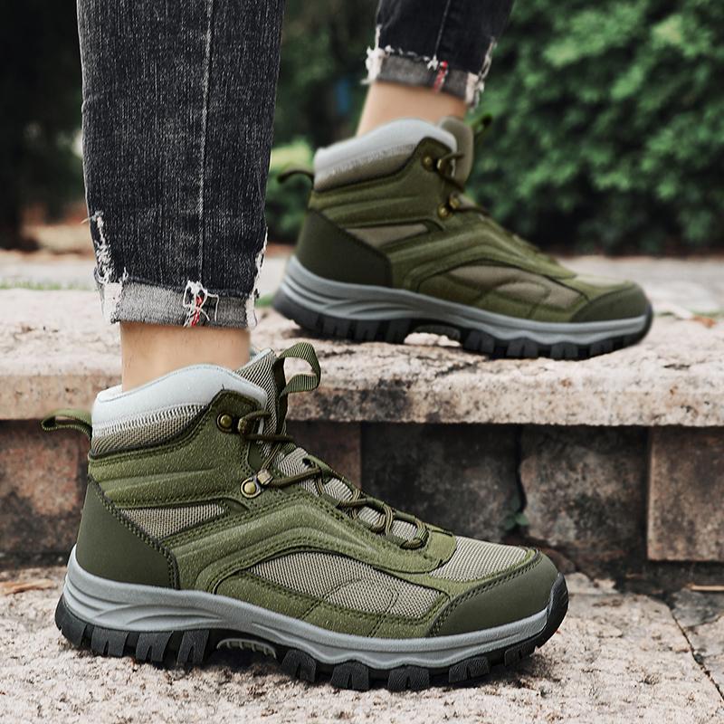 TUINANLE New Trend Men's High-Top Non-Slip Hiking Shoes Hiking Outdoor Wear-Resistant Platform Travel Boots
