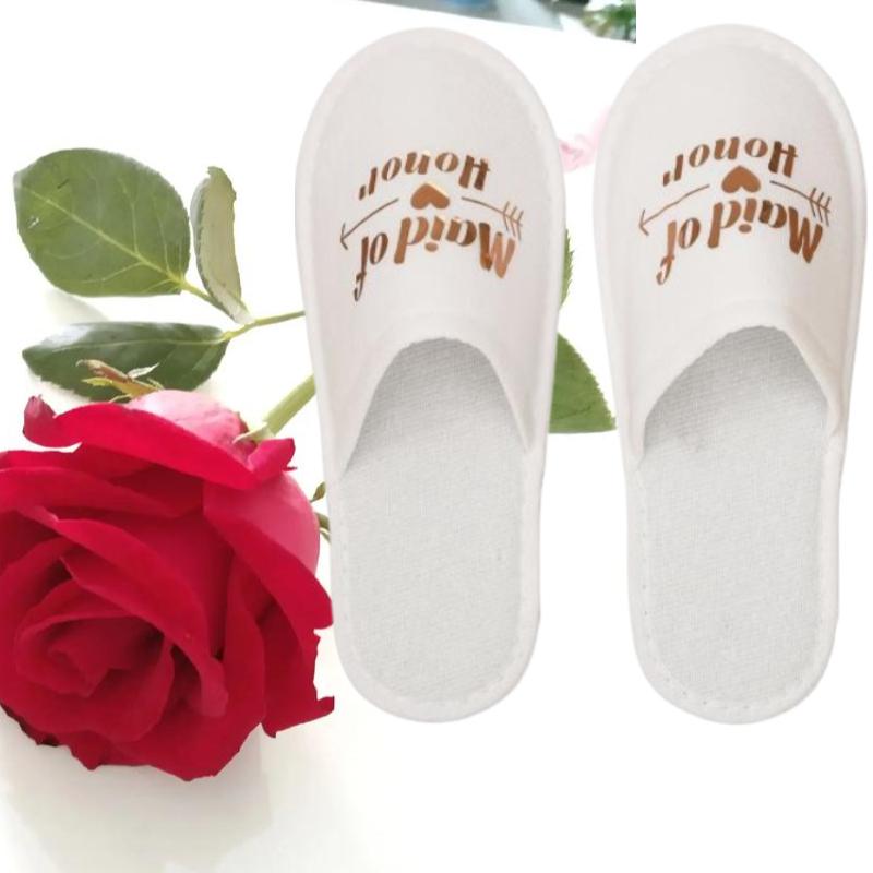 Fashion Bride Bridesmaid Slippers,Wedding Party Disposable Slippers Bridal Party Slippers Set Lightweight Cozy Soft Sole Flats Wholesale