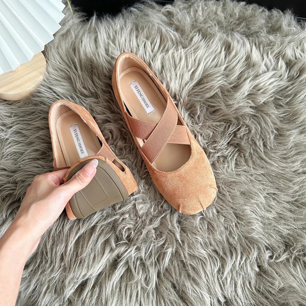 Sheepskin Version Inner Height Increase Single Shoes Women's Retro Leather Gentle Ballet Shoes Temperament Fairy Wind Cross Belt Grandma Shoes