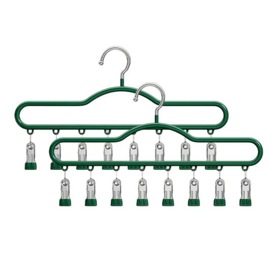 1/2/3Pcs Coat Hanger with 8 Clips Multi-Function Storage Hanger Space-Saving Hanging Wardrobe Organizer Jeans Skirts Scarves Belts Towels Accessories