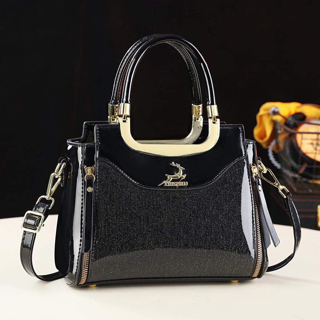 2026 New Shiny Leather Handbag for Women  Fashionable and Versatile Single Shoulder Crossbody Bag
