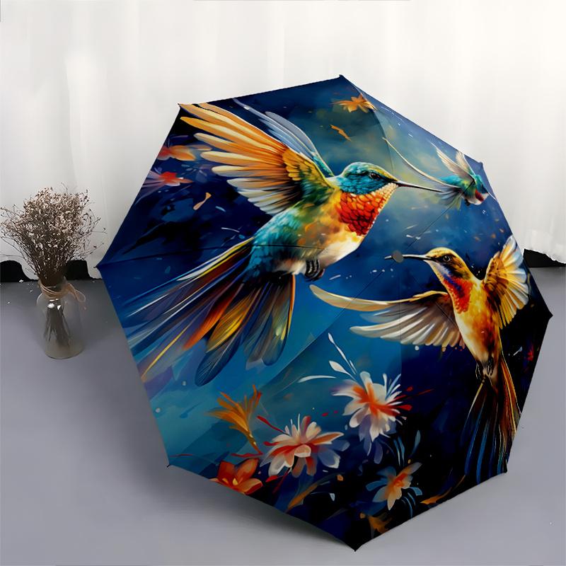1pc Whimsical Dance of Hummingbirds Automatic Opening and Closing Folding - A Good Choice for Gifts, Fashionable and Convenient Umbrella With Cut