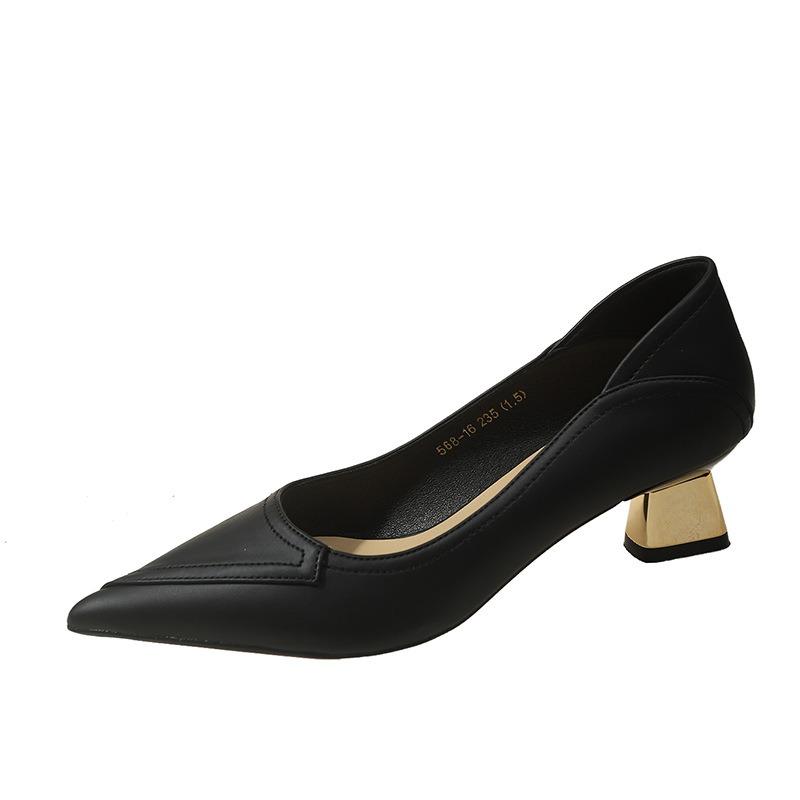 Spring New Temperament Simple Thin Heel Sexy High Heels Pointed Shallow Mouth Single Shoes Daily Commuting Women's Shoes