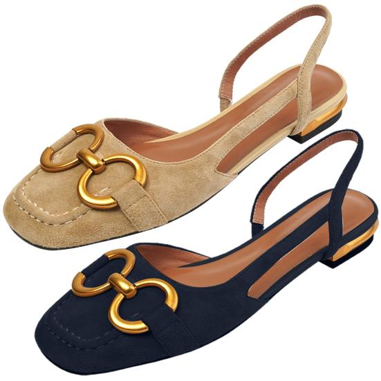 Women Sandals Cover Toes Lower Heel Ring Decor Woman Sandals Elegant Office Shoes for Daily Wear