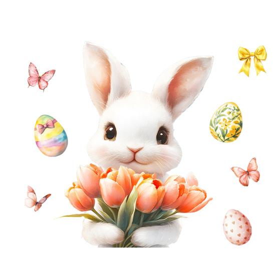 Påskhare Öppnar Dörr Väggdekal Självhäftande Rolig Morotskanin Klistermärke för Toalett Kök Kylskåp Vardagsrum Sovrum Dekor