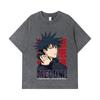 275 GSM Washed T-shirts 100% Cotton Jujutsu Kaisen V38 Megumi Print Unisex Heavy Cotton T Shirt