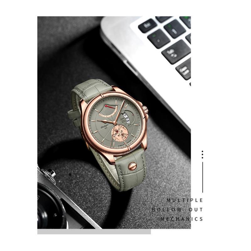 POEDAGAR Men Watch Fashion Top Luxury Sport Wristwatch Waterproof Luminous Leather Date Quartz Man Watches + Box