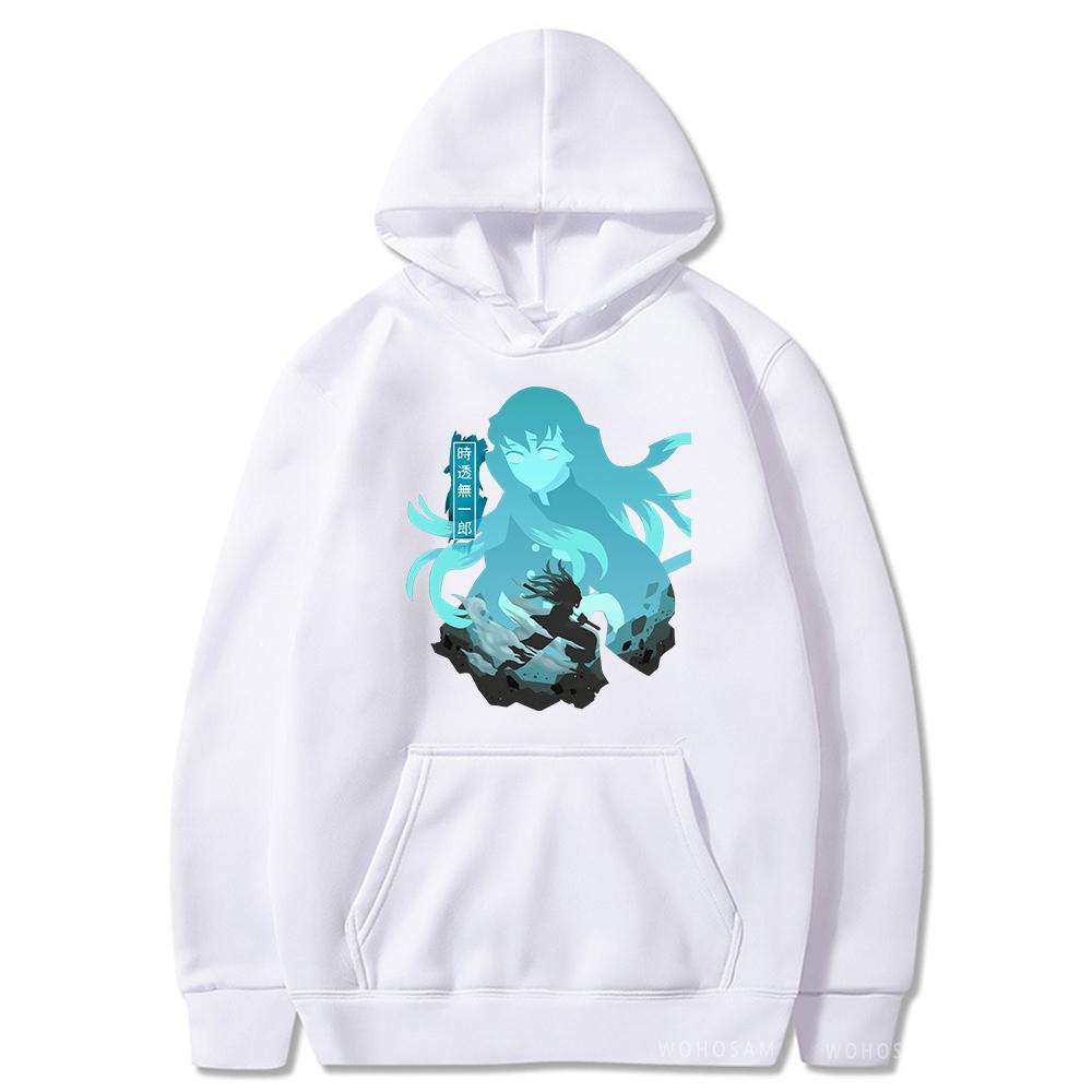 Толстовки с капюшоном в стиле аниме Tokitou Muichirou Demon Slayer Harajuku, толстовка с капюшоном с героями мультфильмов, большой размер, пуловер с длинными рукавами в стиле манга для мужчин и женщин