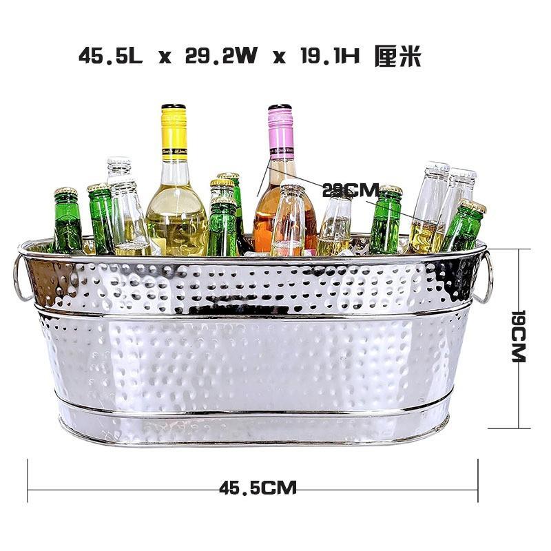 European Luxury Gold Oval Galvanized Iron Champagne Bucket Large Capacity Commercial Bar Ice Bucket Beer Basin