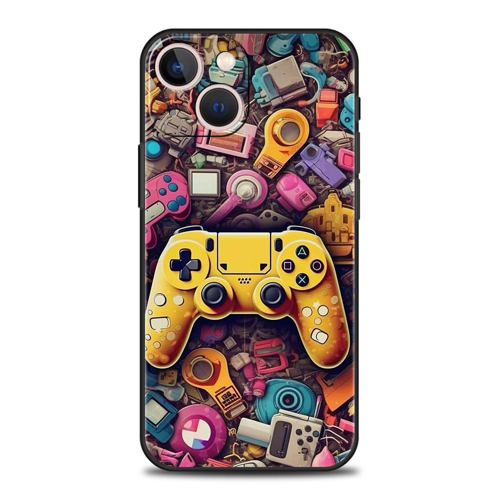 Game Controller Graphic Phone Case For iPhone 17 16 15 Pro Max 11 12 13 14 7 8 Plus SE 2020 X XR XS Cover Soft Black