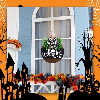 Front Door Porch Decor Halloween Welcome Sign Front Door Porch Window Halloween Wreath Home Decor Sign