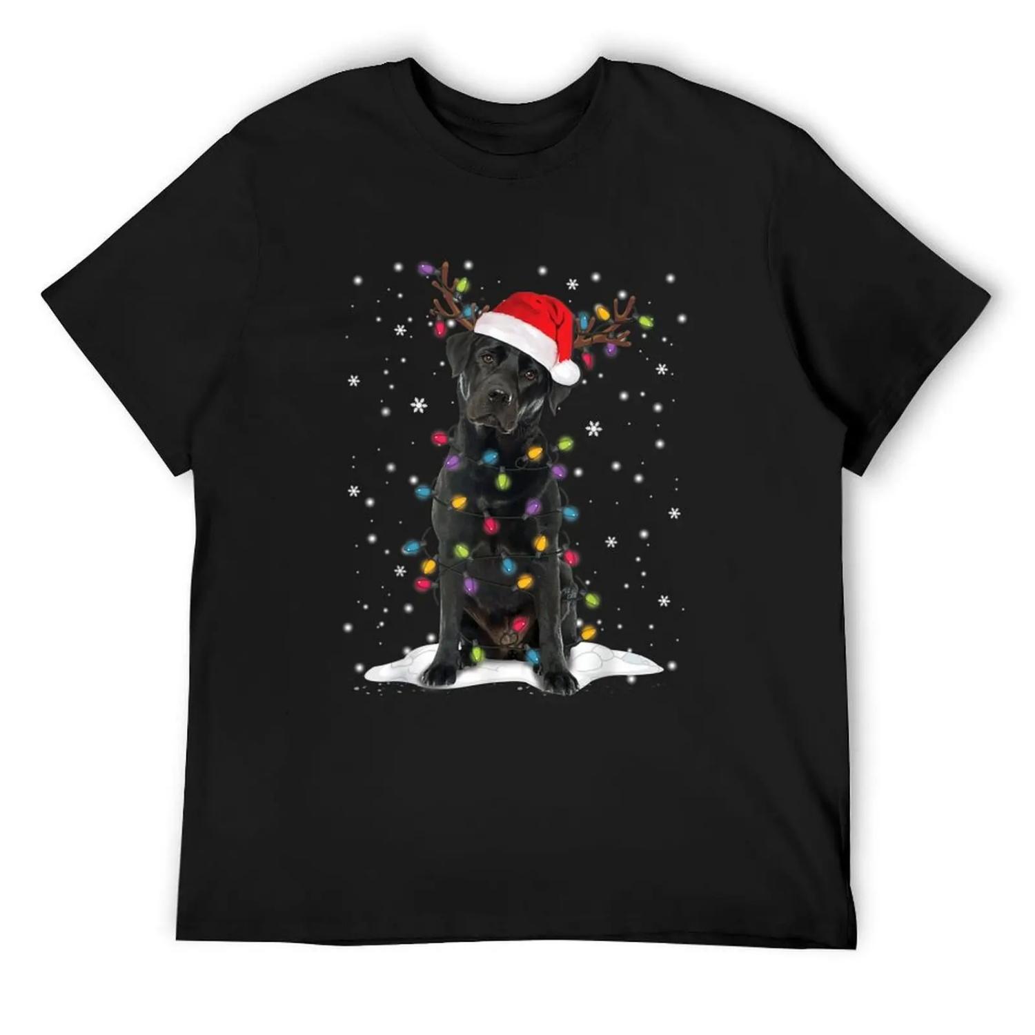 Black Labrador Xmas Dog Christmas Tree Light T-Shirt graphics tops shirts graphic tees men graphic t shirts S