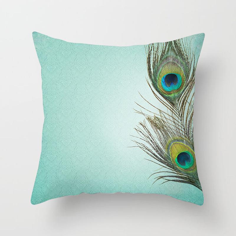 New Chinese Style Classical Peacock Feather Pattern Pillowcase Car Bedroom Living Room Cushion New Chinese Style