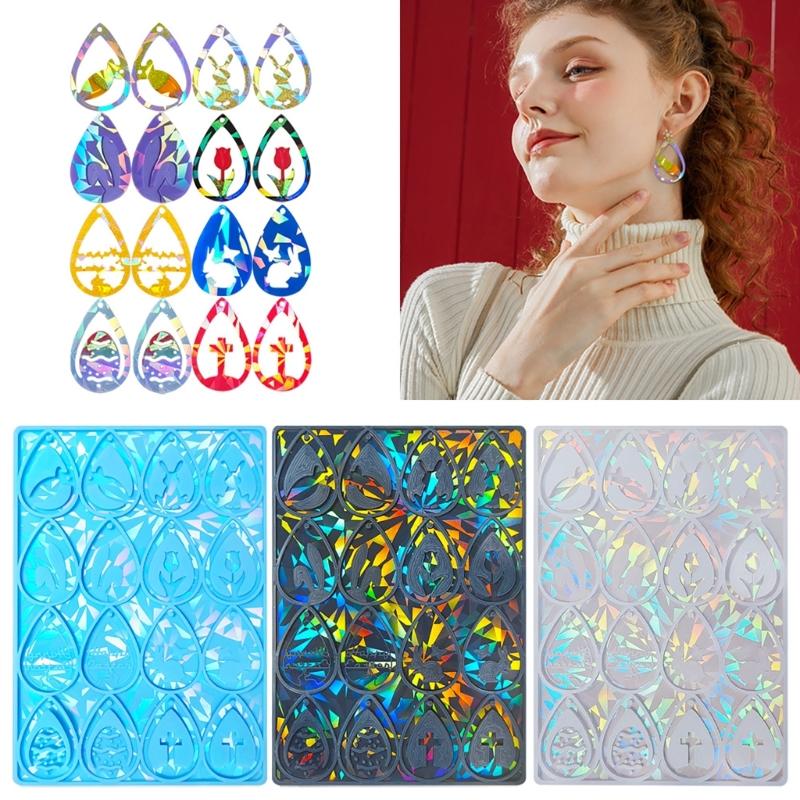 Earring Pendant Epoxy Mould Holographical Lasers Silicone Mold Water Drop Shaped Earrings Mould for Jewelry Enthusiasts
