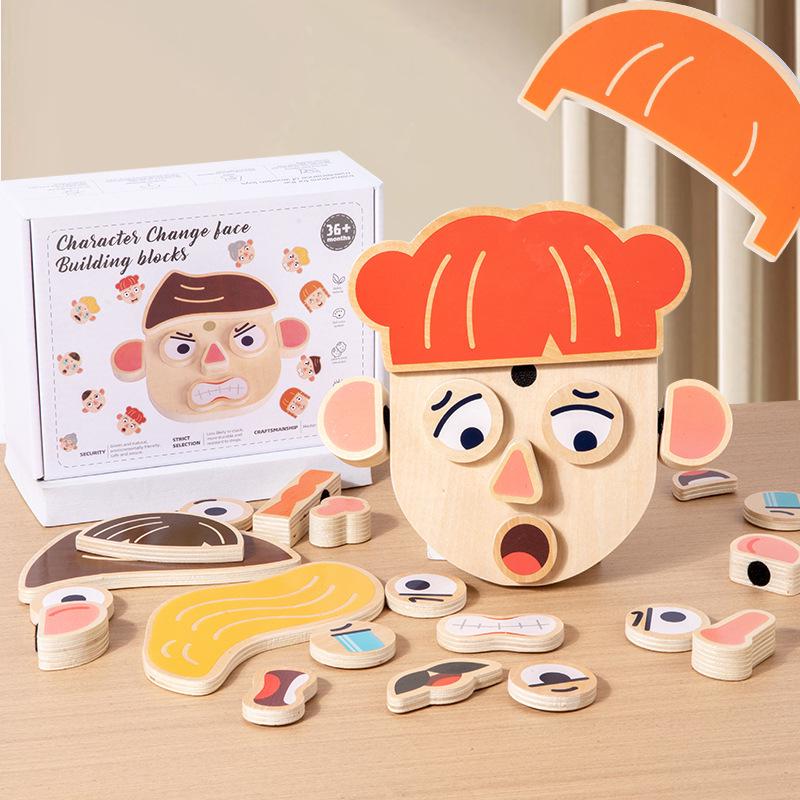 Children s Wooden Animal Faces Puzzle: Early Education and Logic Training Blocks