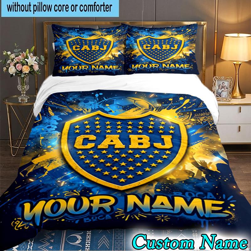 Custom Name Boca Juniors Crest Design 3PCS Bedding Set For Bedroom Dormitory,Including 1pc Duvet Cover And 2pcs Pillowcases Large size Fan gift