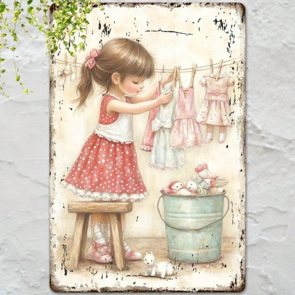 Vintage Laundry Metal Wall Sign X Inch Iron Farmhouse Decor for Entryway Patio Garage Vintage Wall Art for Cafe Restaurant