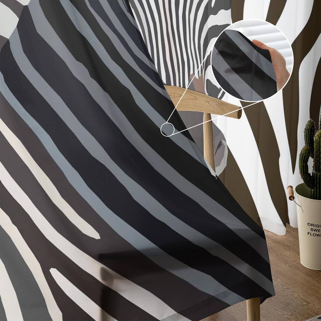 Luxury Sheer Window Curtains Zebra Skin Texture Kitchen Bedroom Living Room Tulle Curtains Study French Window Chiffon Curtains