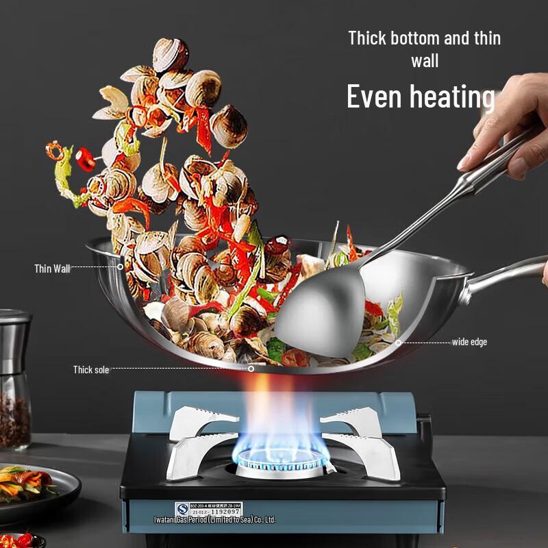 Meichu 3-Ply Steel Wok with Lid, 32CM