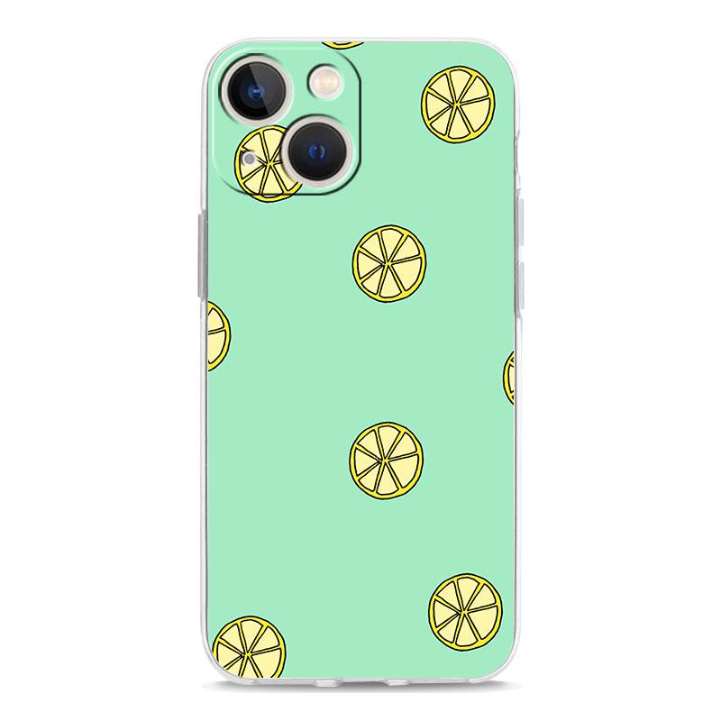 Mediterranean Lemon Luxury Transparent Soft Phone Case For iPhone 14 13 12 11 Pro Max XS X XR SE 7 8 Plus Shockproof Clear Cover