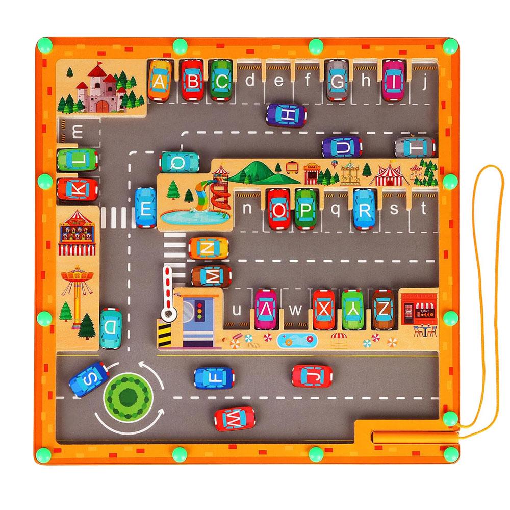 Toys Magnetic Alphabet Maze Letter Puzzle Montessori Motor Skills Wooden Learning Letter Board Sensory Activities for Toddlers